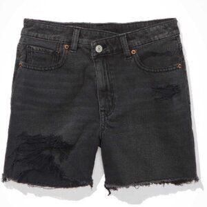 American Eagle AE Denim Highest Waist Baggy Short Sz 12 Faded Black Ripped